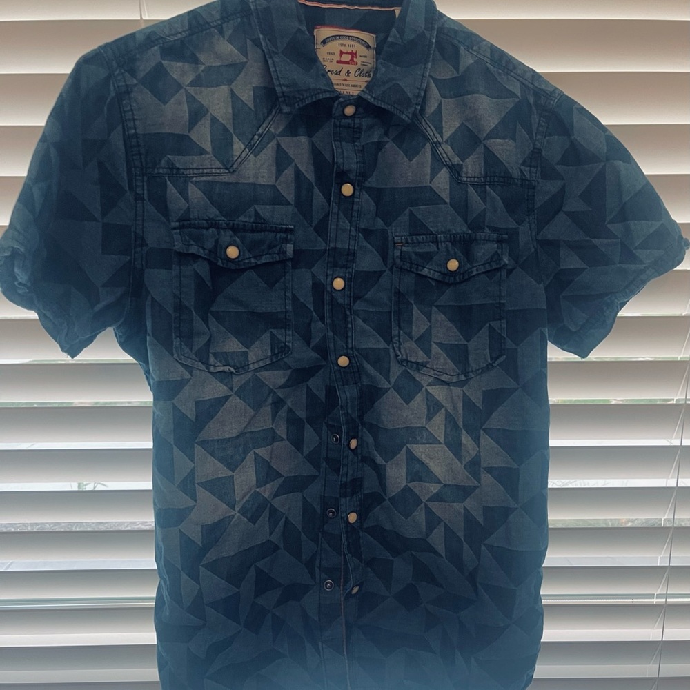 Men's Blue Geometric Pattern Shirt
